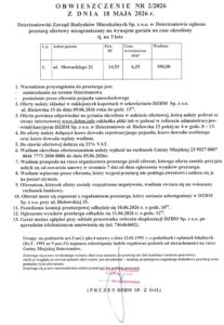 Przetarg ofertowy na garaż – ul. Słowackiego 21