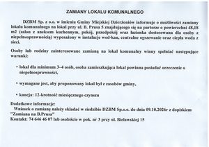 Zamiana lokalu komunalnego – ul. B. Prusa 5